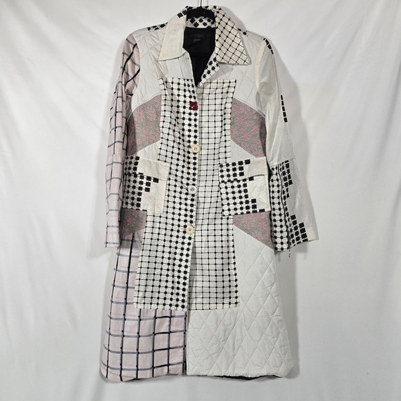 Custo Barcelona Jackets & Blazers - Custo Barcelona Quilted Patchwork Grid Print Art Summer Trenchcoat | Size US 8